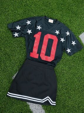 Judith March Custom Black Jersey Top with Pink Numbers 74 with White Stars